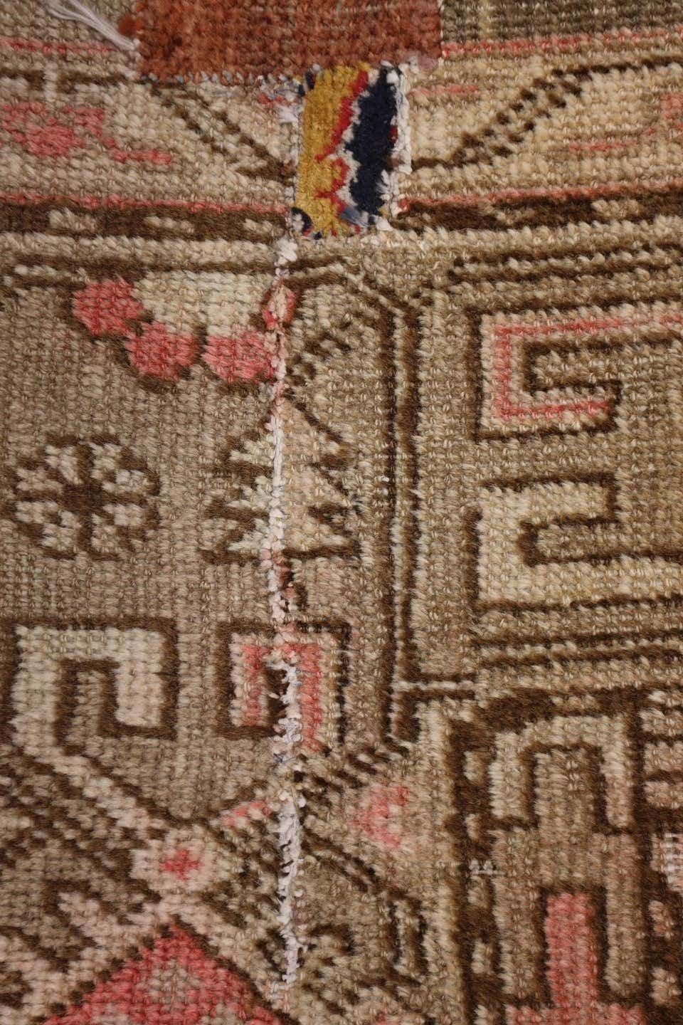 Rust Traditional Antique Handmade Khotan Rug, Pink Wool Central Area Rug Sale photo 1950.0