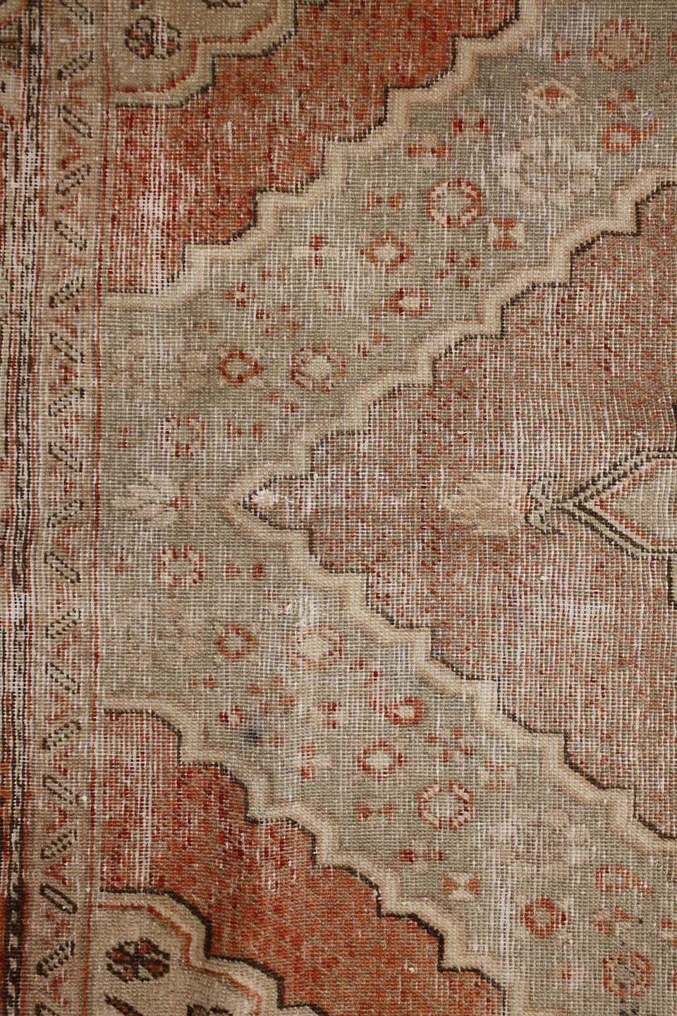 photo for sale Rust Traditional Antique Handmade Khotan Rug, Pink Wool Central Area Rug Sale