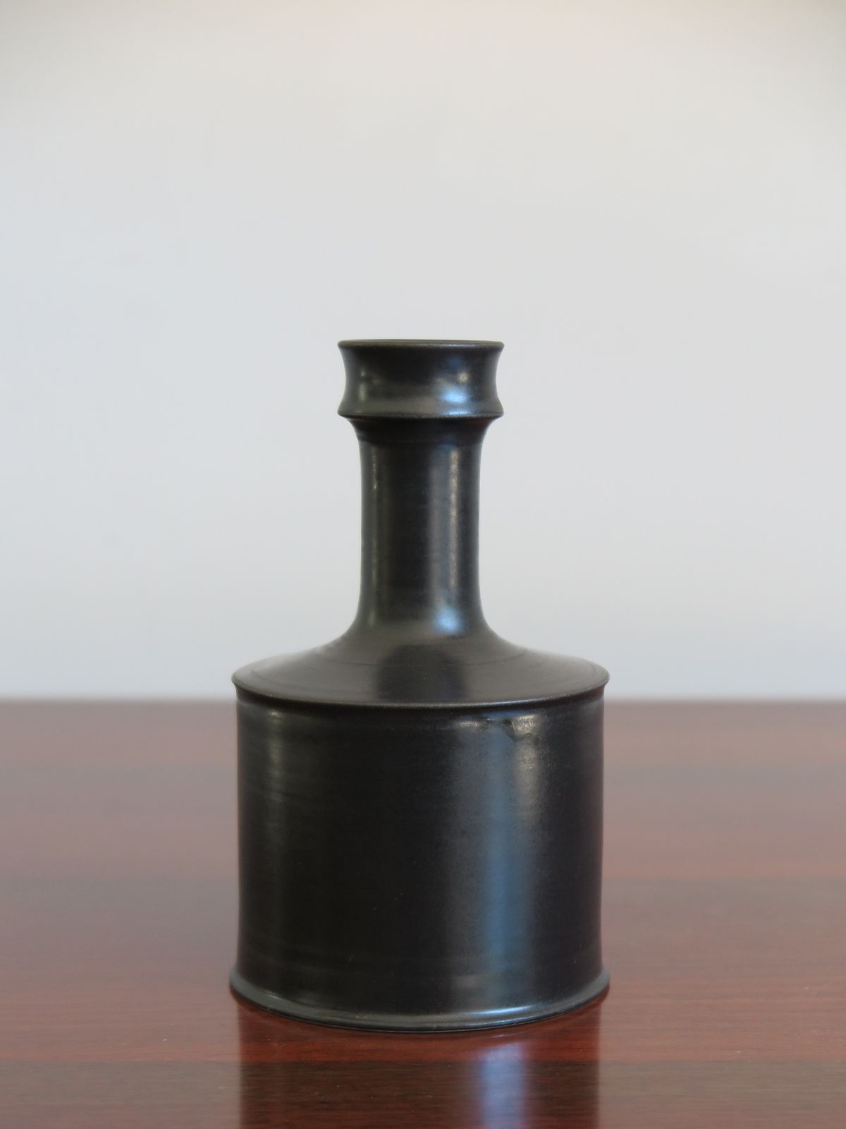 Franco Bucci Italian Black Ceramic Vase, 1970