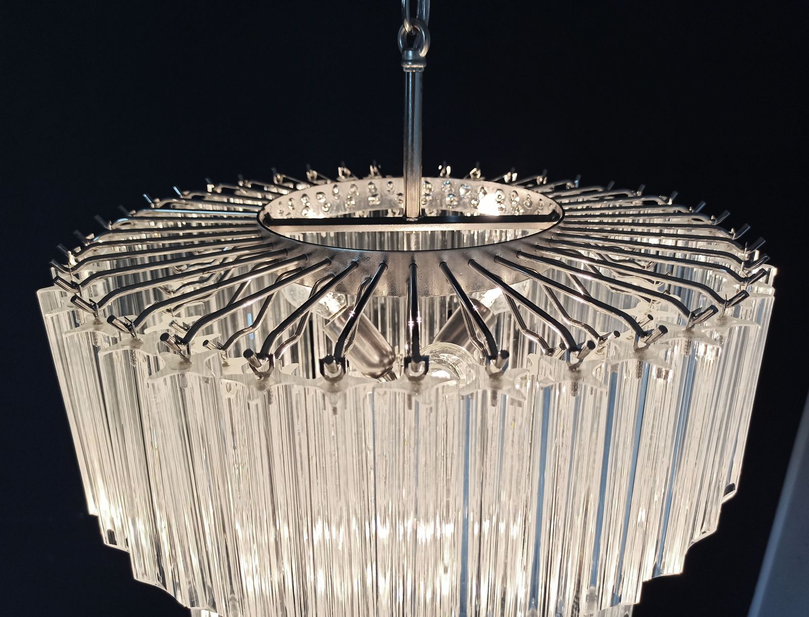 Murano Glass Chandelier    112 Trasparent Quadriedri photo Lighting