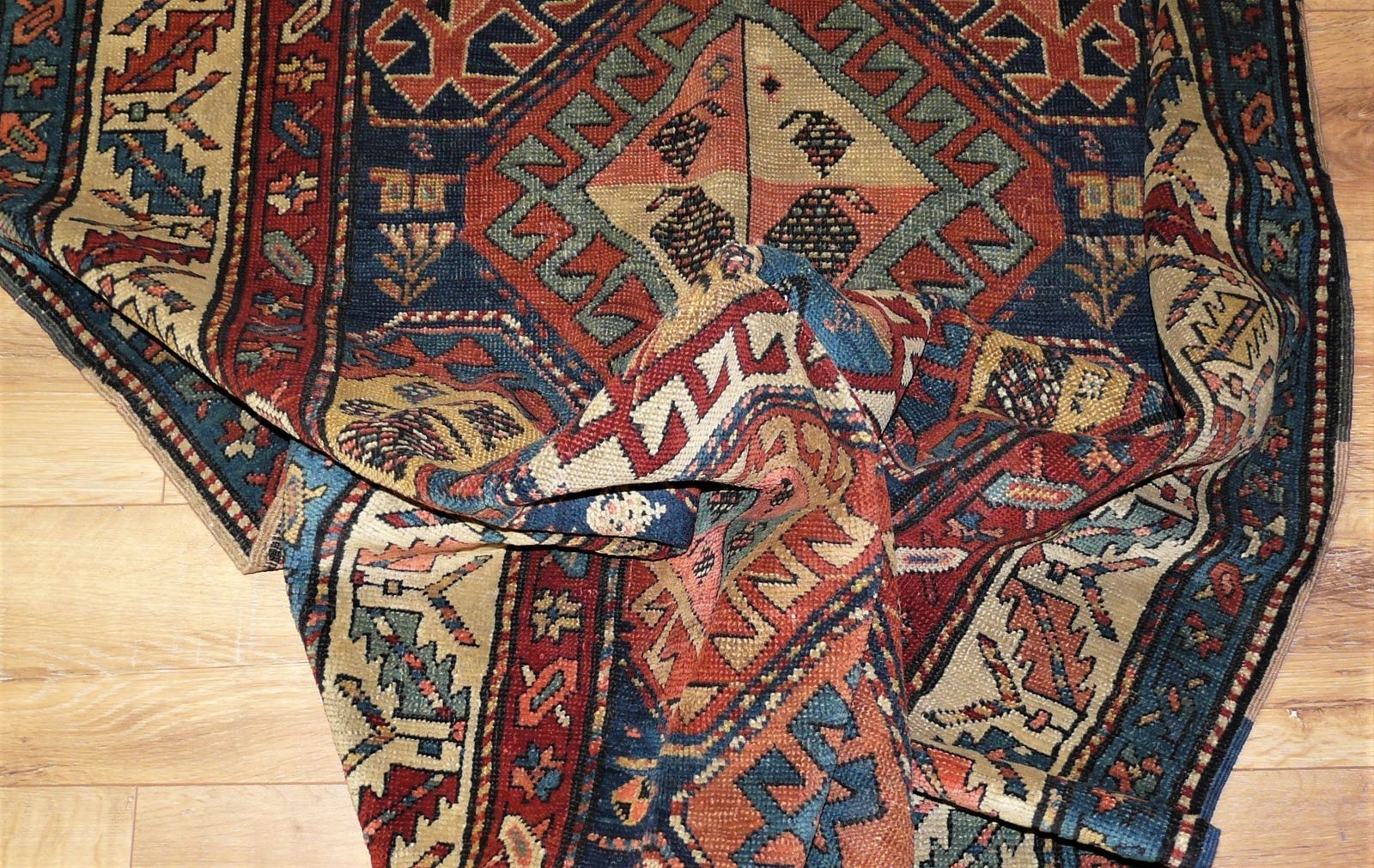 Genuine Antique Hand Knotted Caucasian Kazak Rug   100% Wool Pile   300 X 115 Cm (9'10" X 3'9") photo buy