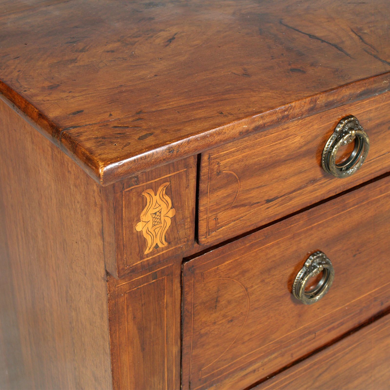 17th Century Lombard Piedmont Area, Chest Of Drawers, Commode,  Inlaid Walnut Wax Polished photo buy