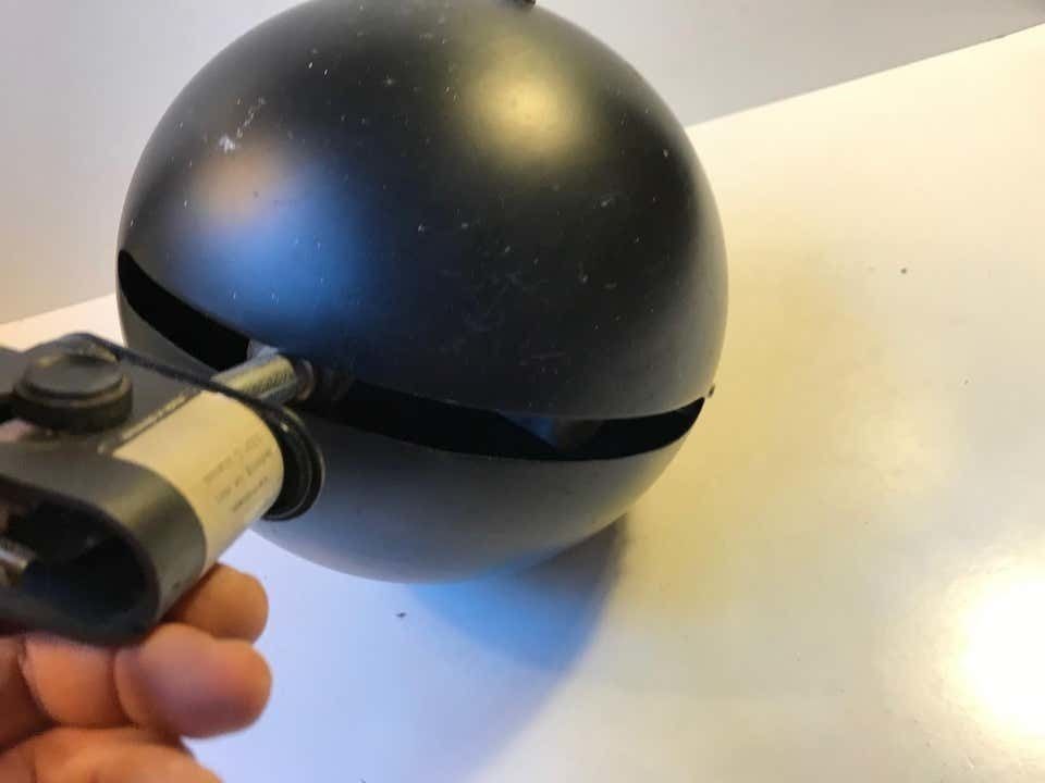 Louis Poulsen Black Space Age Ball Wall Sconce, Denmark 1970s photo vintage