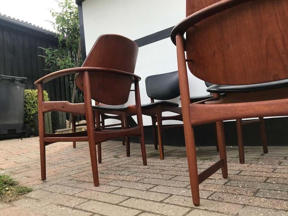 Arne Hovmand Olsen King And Queen Dining Chairs In Teak, Jutex 1950s, Set Of 6 photo vinterior