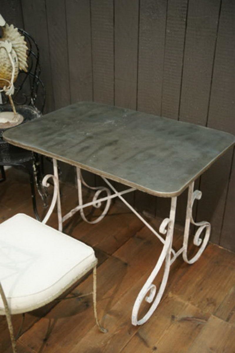 Unusual Garden Table With Zinc Top