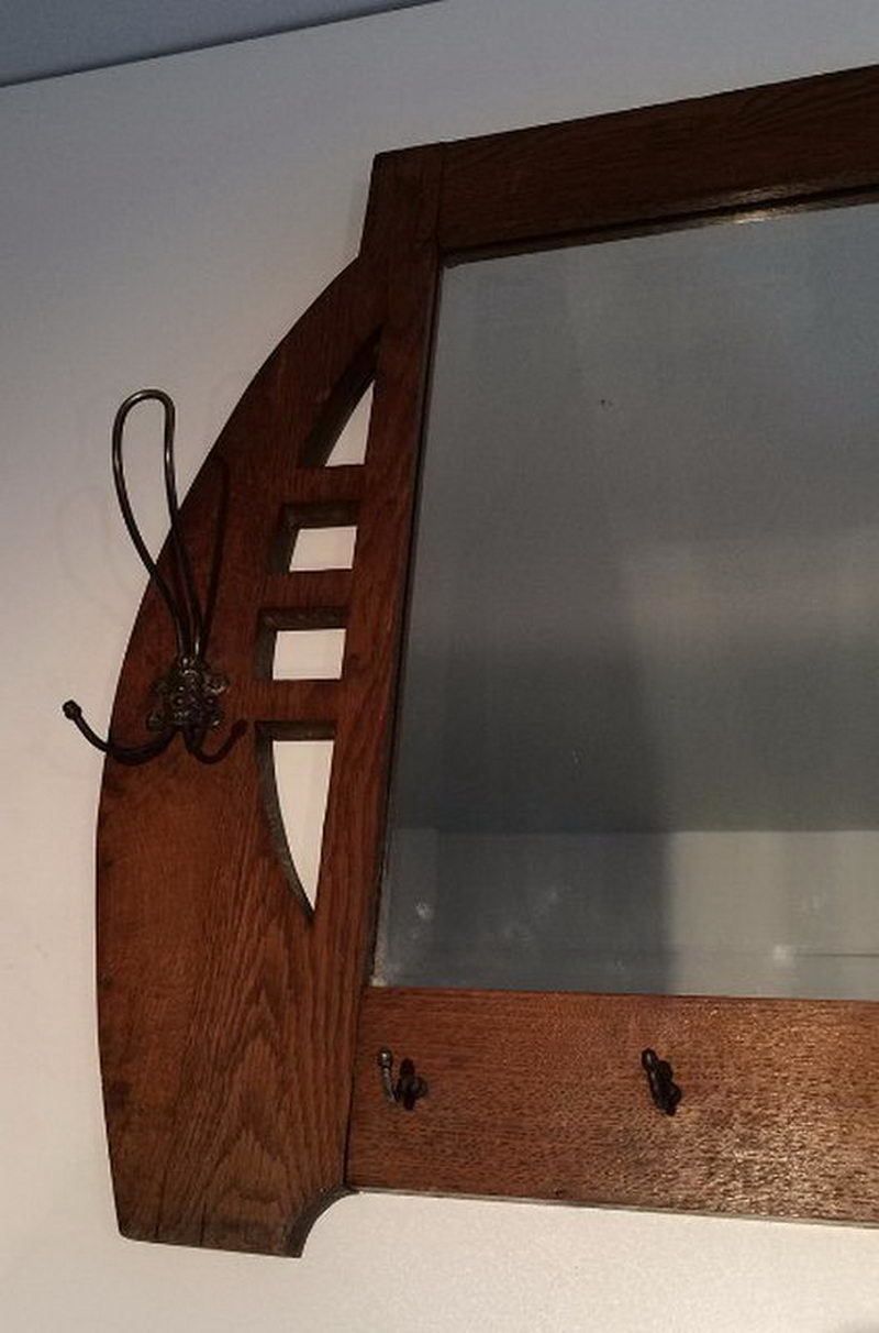 Art & Crafts Interesting Oak And Brass Mirror photo Home Decor