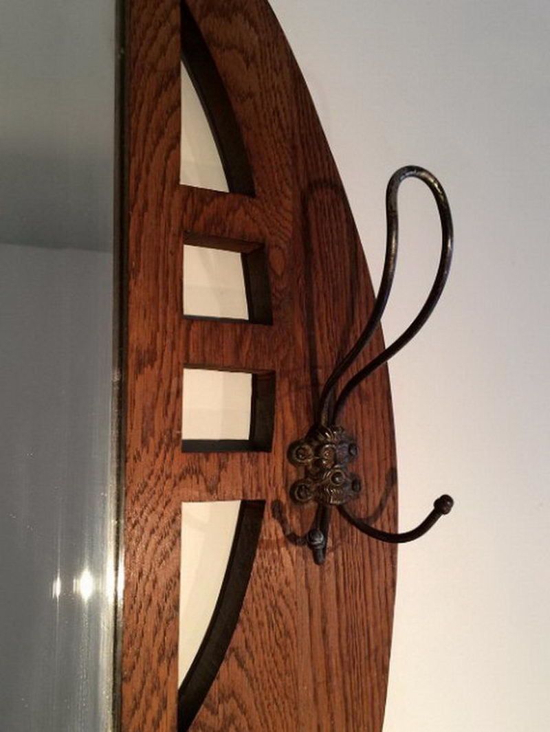 Art & Crafts Interesting Oak And Brass Mirror photo vinterior
