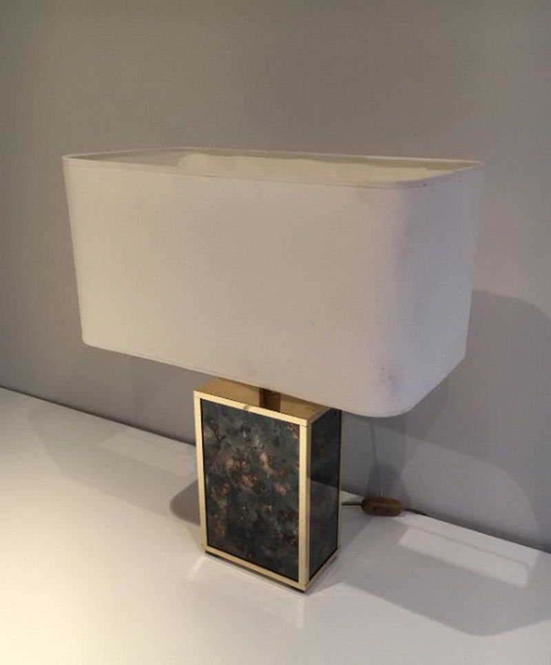 In The Style Of Aldo Tura. Foxed Glasses And Gild Metal Lamp. Circa 1970 photo buy
