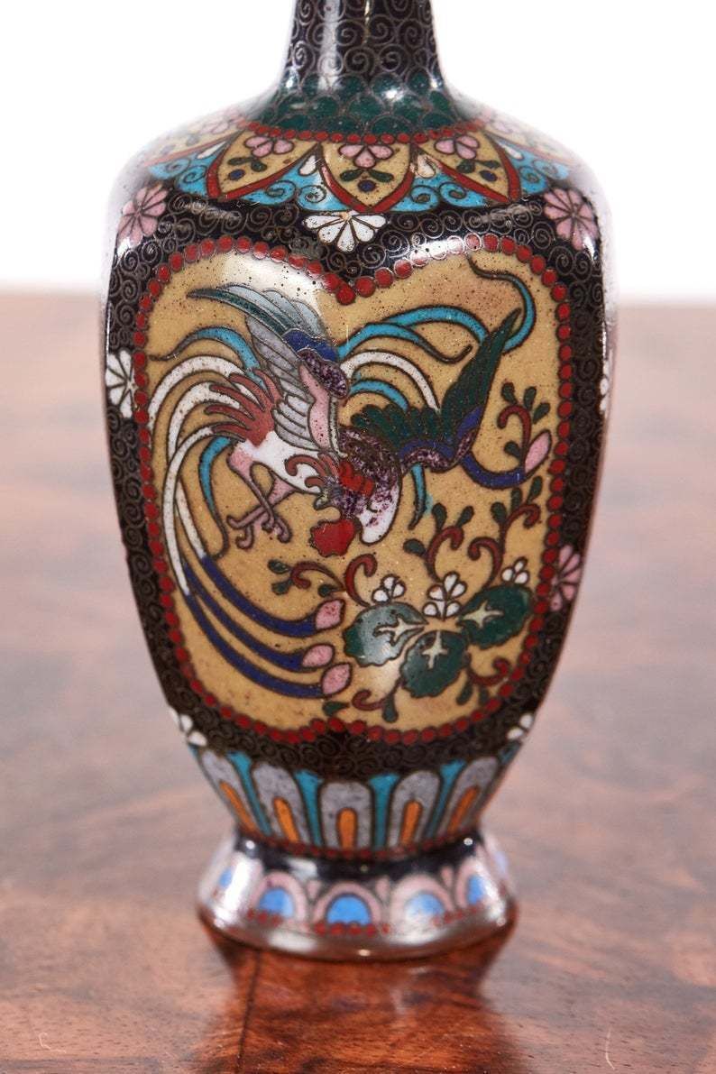 Unusual Antique Miniature Japanese Cloisonne Vase photo vinterior