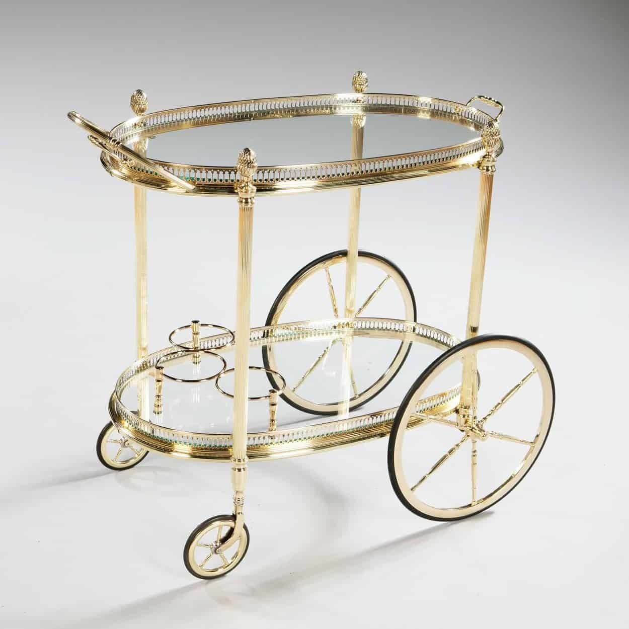 Mid Century Vintage Maison Bagues French Gold Plated Bar Cart photo furniture