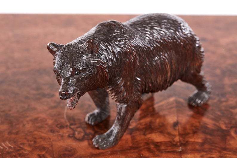 photo for sale Quality Set Of 3 Antique Carved Black Forest Bears C.1860