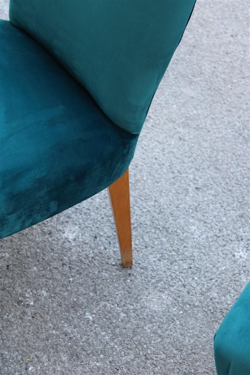 Room Set Pair Of Chairs Green Velvet Ashwood Italian Design Midcentury, 1950s photo 2003.0