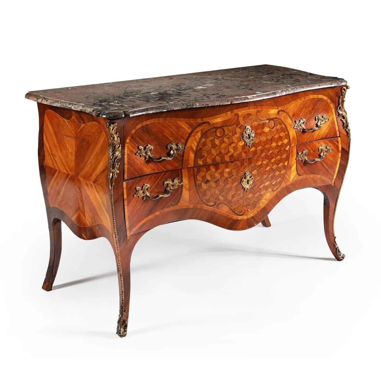 Dutch Rococo Bombe Commode – Parquetry – Mid 18th Century