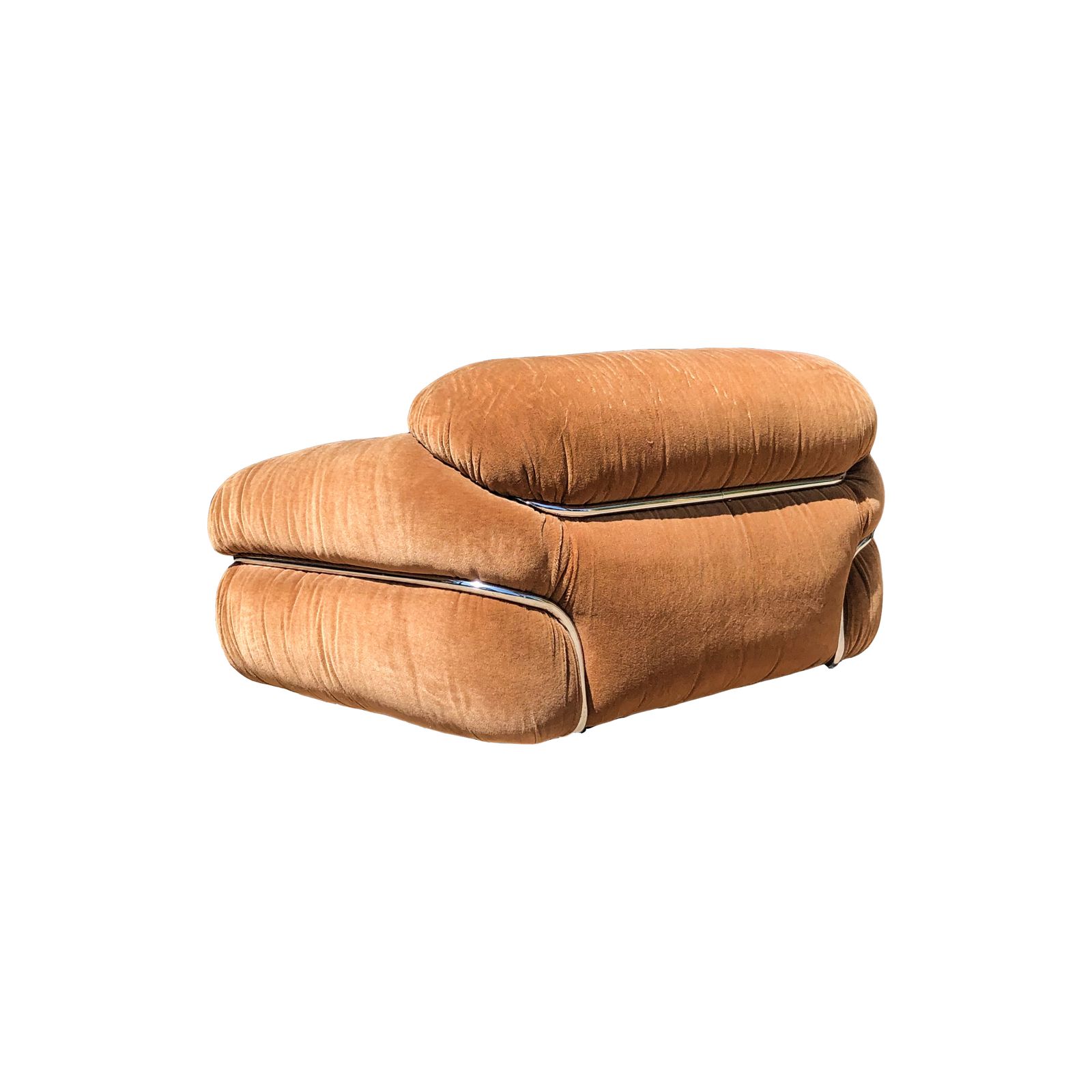 photo for sale Pair Of Sesann Space Age Alpaca Velvet Lounge Chairs By Gianfranco Frattini For Cassina, 1972