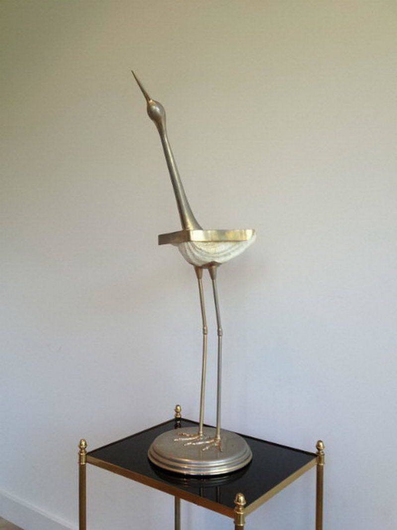 Unusual Styled Bird Made Of Metal And Shell. Circa 1960 (The Shell Has A Small Repair)