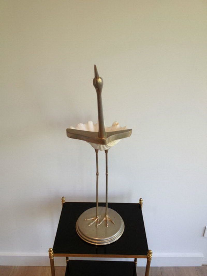 Unusual Styled Bird Made Of Metal And Shell. Circa 1960 (The Shell Has A Small Repair) photo furniture