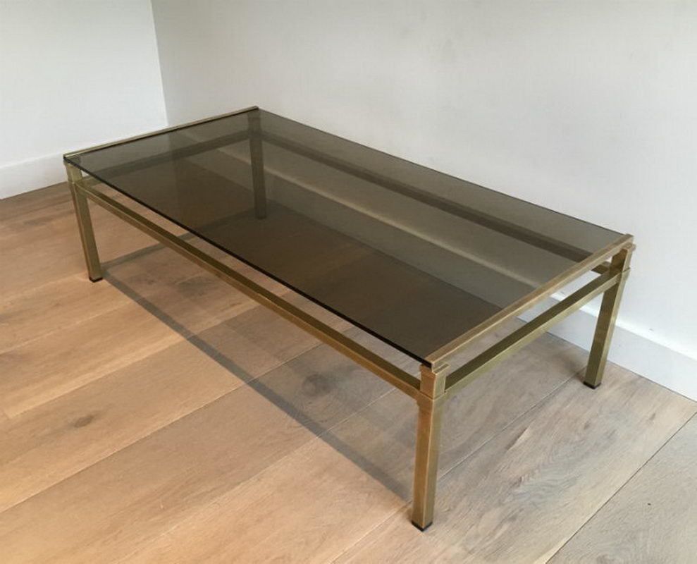 In The Style Of Paul Mc Cobb. Modernist Brass Coffee Table. Circa 1970
