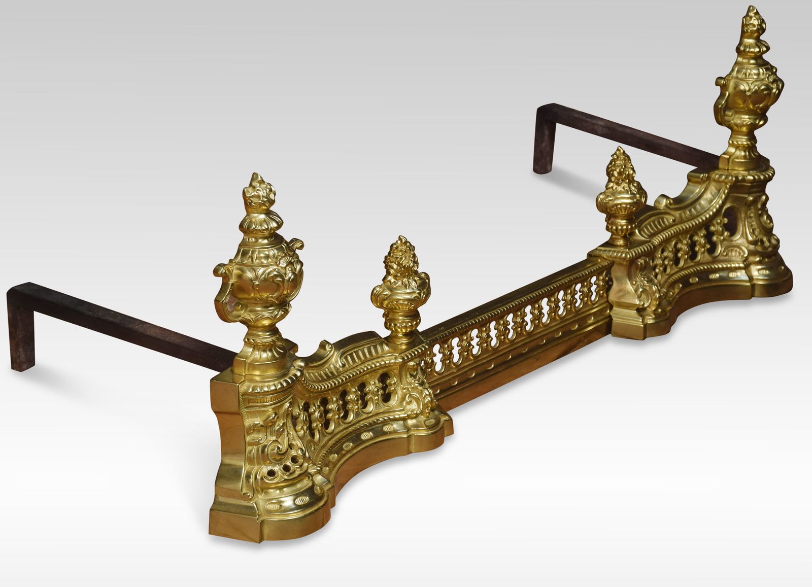 19th Century Adjustable French Gilt Brass Fender photo furniture