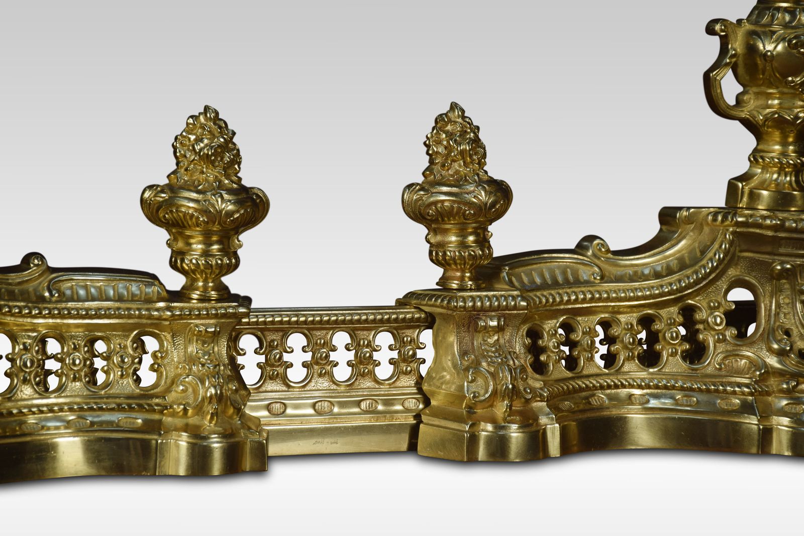 19th Century Adjustable French Gilt Brass Fender photo Home Fixtures