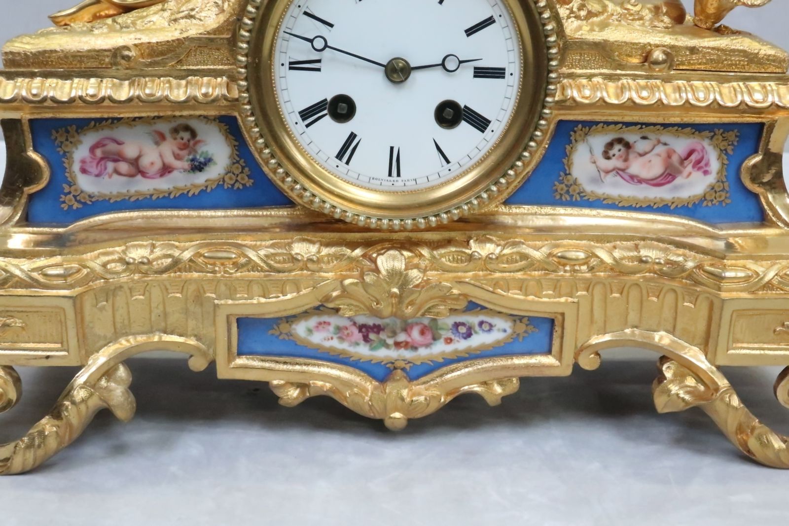 French Victorian Bronze Gilt And Porcelain Mantel Clock By Vincenti photo Home Decor