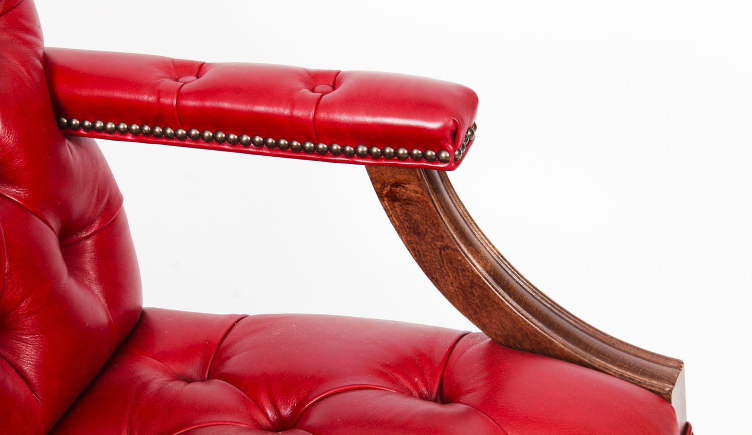 Bespoke English Handmade Gainsborough Leather Desk Chair Gamay photo vinterior
