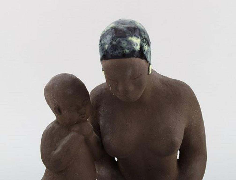 Bengt Wall, Sweden, Balinese Girl With Child In Raw And Glazed Ceramics, 1950s photo furniture