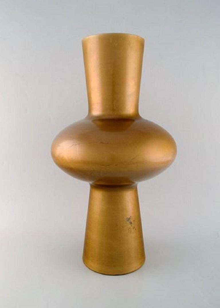 Large Art Glass Vase With Gold Decoration, Scandinavian Design, Circa 1970s photo 628.0