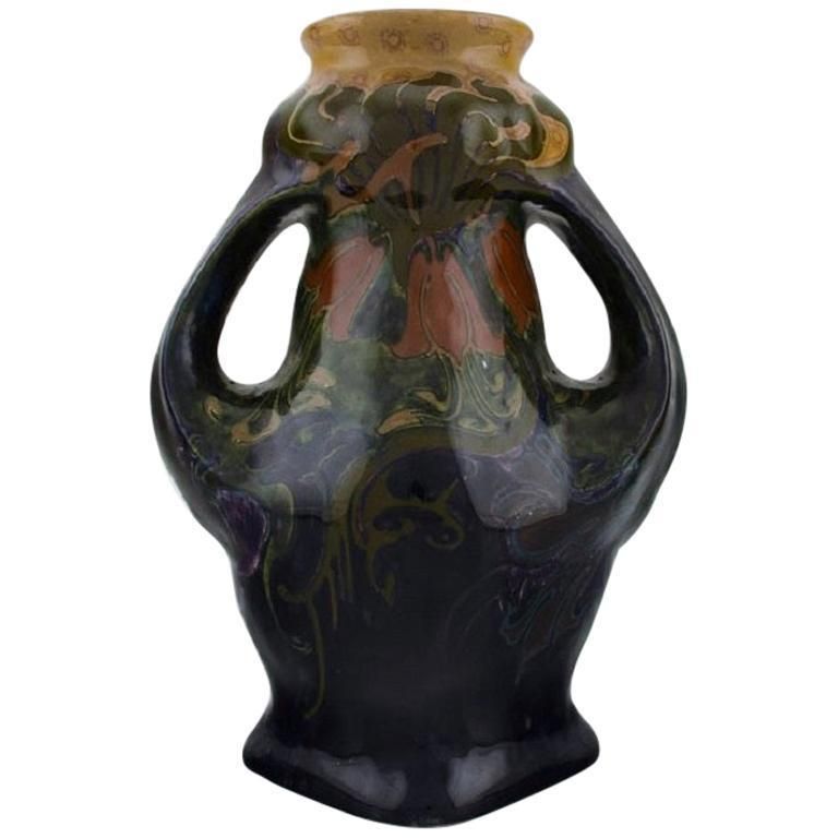 Rozenburg, Den Haag, Large Art Nouveau Vase In Glazed Ceramics, 1910s 1920s