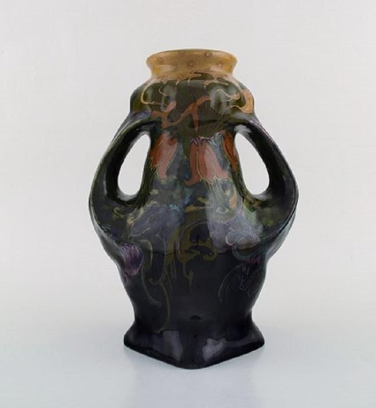 Rozenburg, Den Haag, Large Art Nouveau Vase In Glazed Ceramics, 1910s 1920s photo vintage