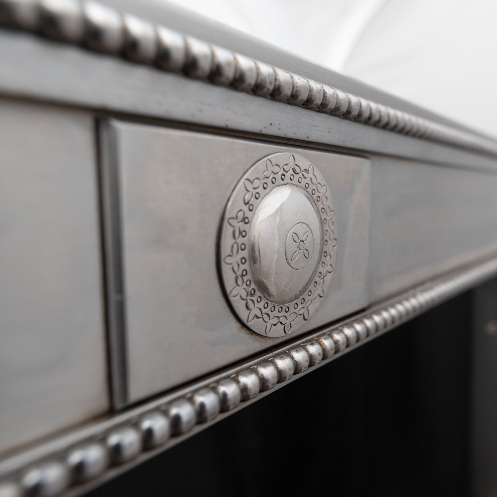 photo for sale Reclaimed Georgian Style Polished Steel Register Grate In The Manner Of Robert Adam
