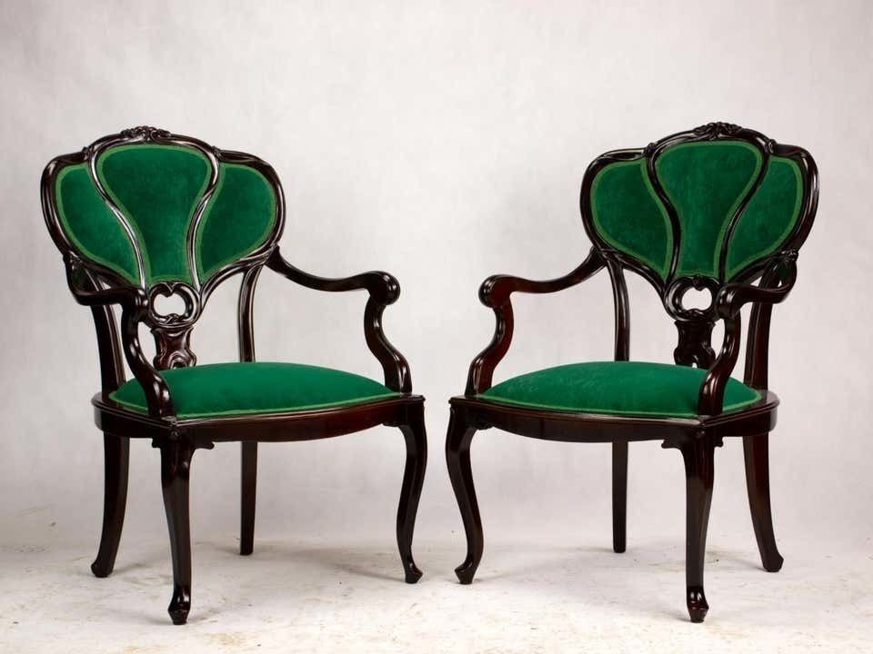 Set Of Three Hand Carved Art Nouveau Chairs, Circa 1900 photo for sale