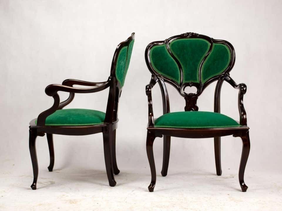 photo furniture Set Of Three Hand Carved Art Nouveau Chairs, Circa 1900