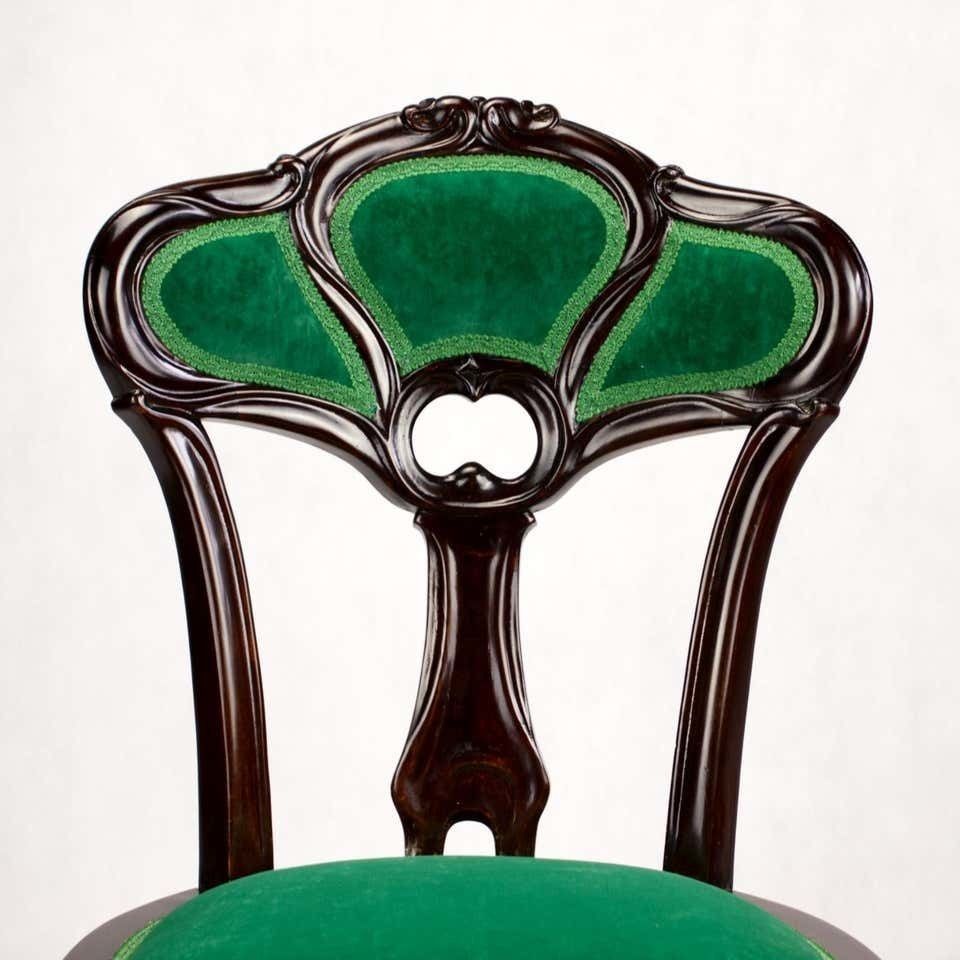 photo buy Set Of Three Hand Carved Art Nouveau Chairs, Circa 1900