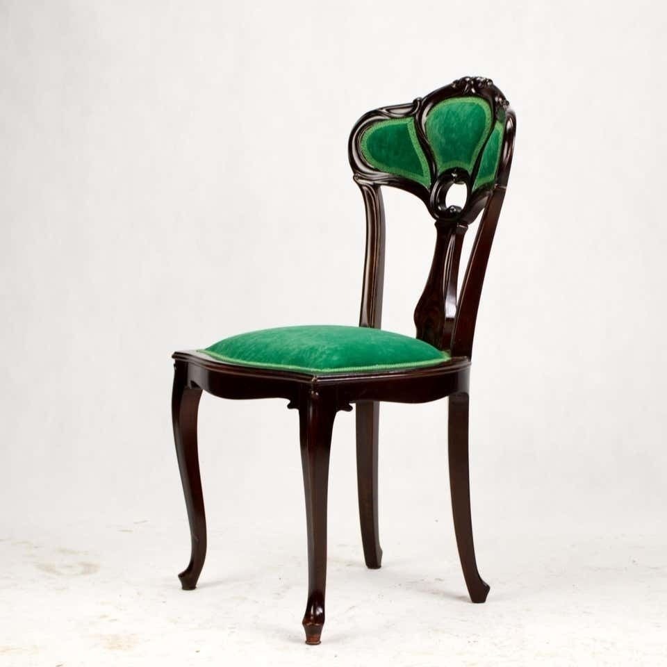 photo vintage Set Of Three Hand Carved Art Nouveau Chairs, Circa 1900