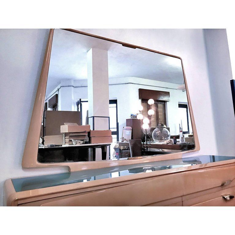 photo for sale Italian Mid Century Maple Dresser With Mirror Wttributed To Silvio Cavatorta, 1950s