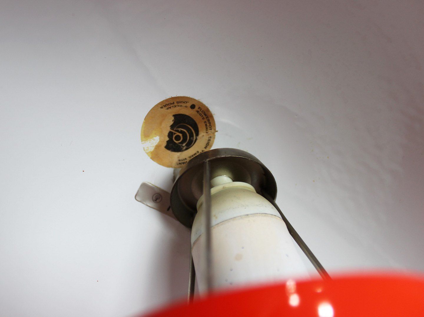 Red Flowerpot, Model Vp1, Pendant Lamp Designed By Verner Panton In 1968 And Manufactured In The 1970s. photo 360.0