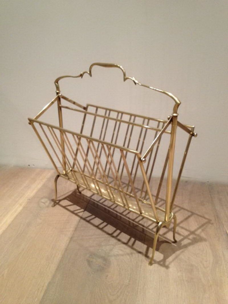 Brass Folding Magazine Rack. French. Circa 1960 photo furniture
