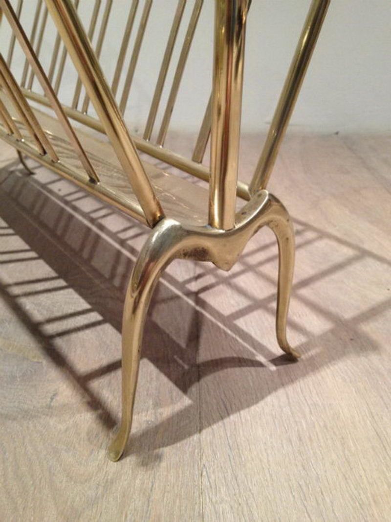 Brass Folding Magazine Rack. French. Circa 1960 photo vintage