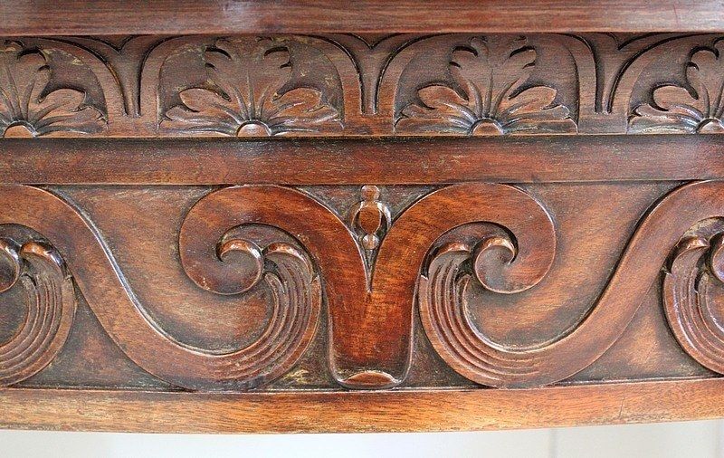 Furniture Large Console In Solid Mahogany And Marble Top, Louis XVI Style   Late 19th Century photo