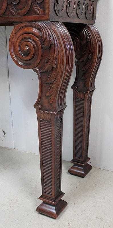 photo vinterior Large Console In Solid Mahogany And Marble Top, Louis XVI Style   Late 19th Century