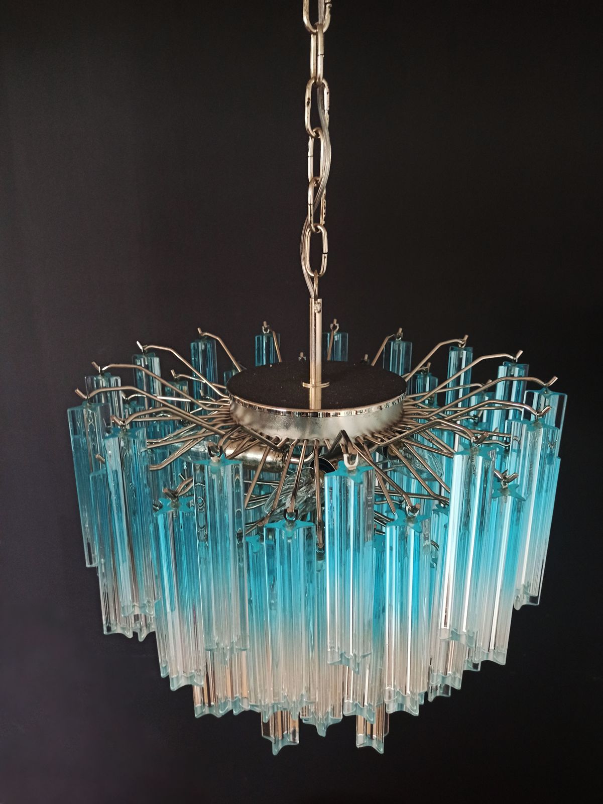 Gorgeous Murano Vintage Chandelier – 107 Quadriedri Blue Shade photo buy