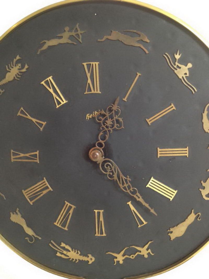 Jaegher Lecoultre Signs Of Aquarius Decorative Clock. French. Circa 1950 photo for sale