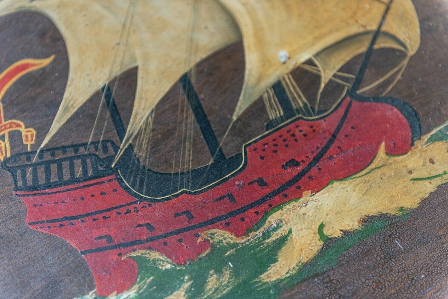 photo furniture Naive Oil On Board English Galleon Ship Painting