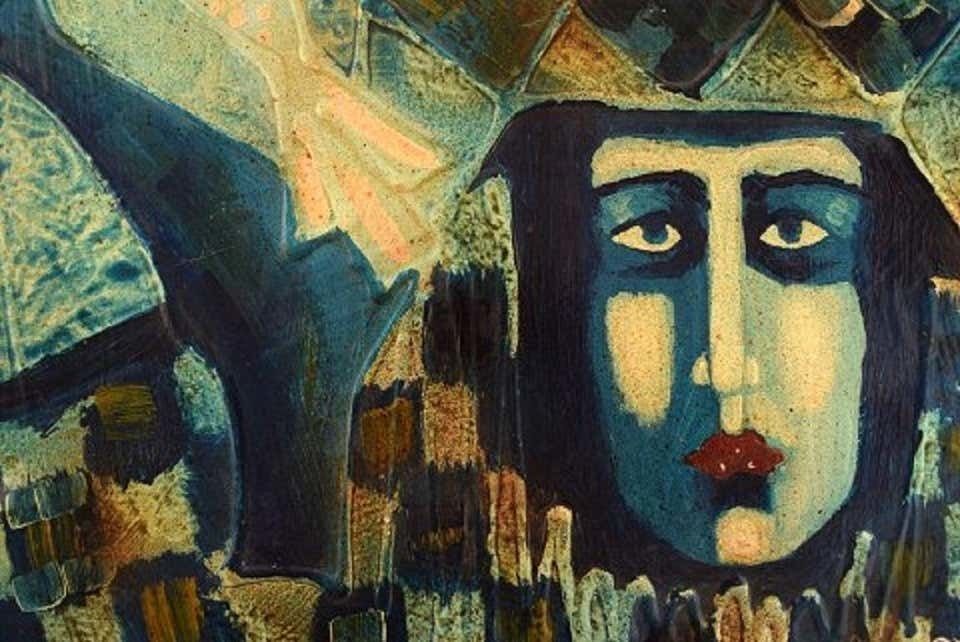 Bernard Fouilloux, French Artist, Oil On Canvas, "Arlequin", 1973 photo for sale