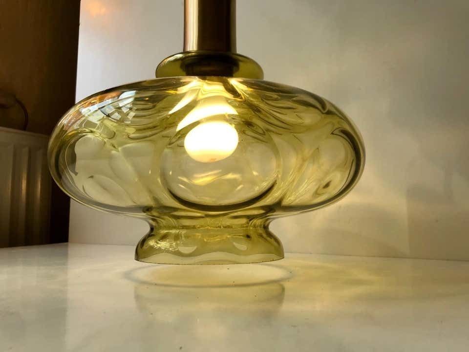photo furniture Scandinavian Modern Green Optical Glass Hanging Lamp, 1960s