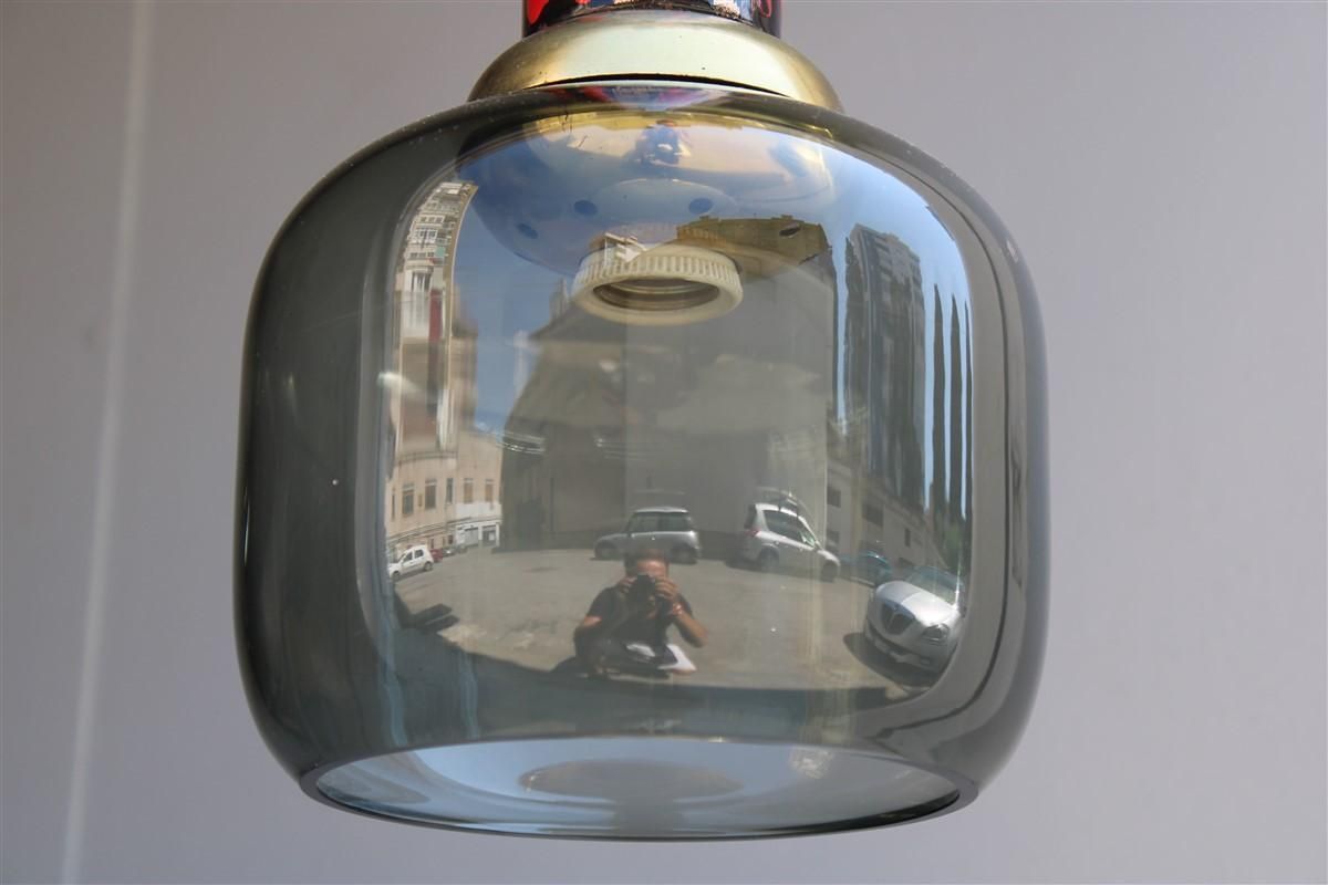 Midcentury Italian Chandelier Enamel Glass Laurana Art 1950s Gold Black Red photo 1994.0