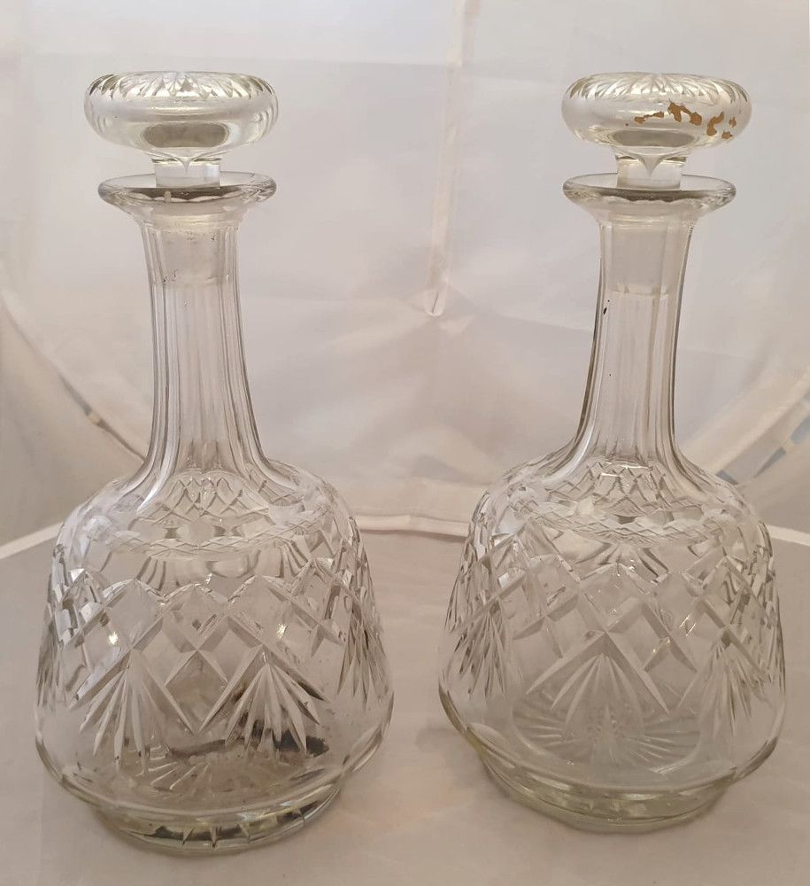 Pair Of Cut Glass Decanters