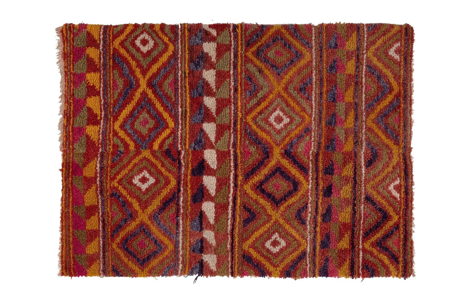Textiles Checkered Midcentury Tulu Rug In Soft Colors 3'10" X 5'4" photo