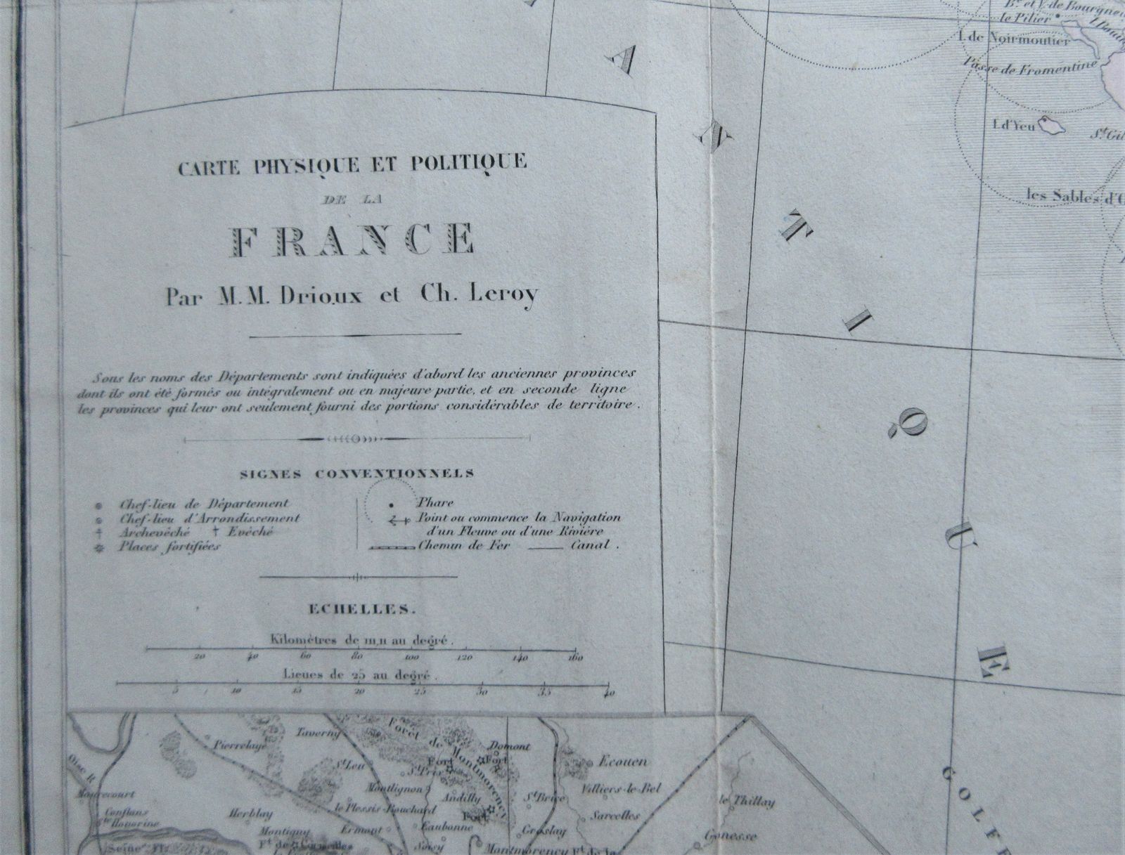 Carte Physique Et Politique De La France. Par M.M. Drioux Et Ch. Leroy  1866 photo for sale
