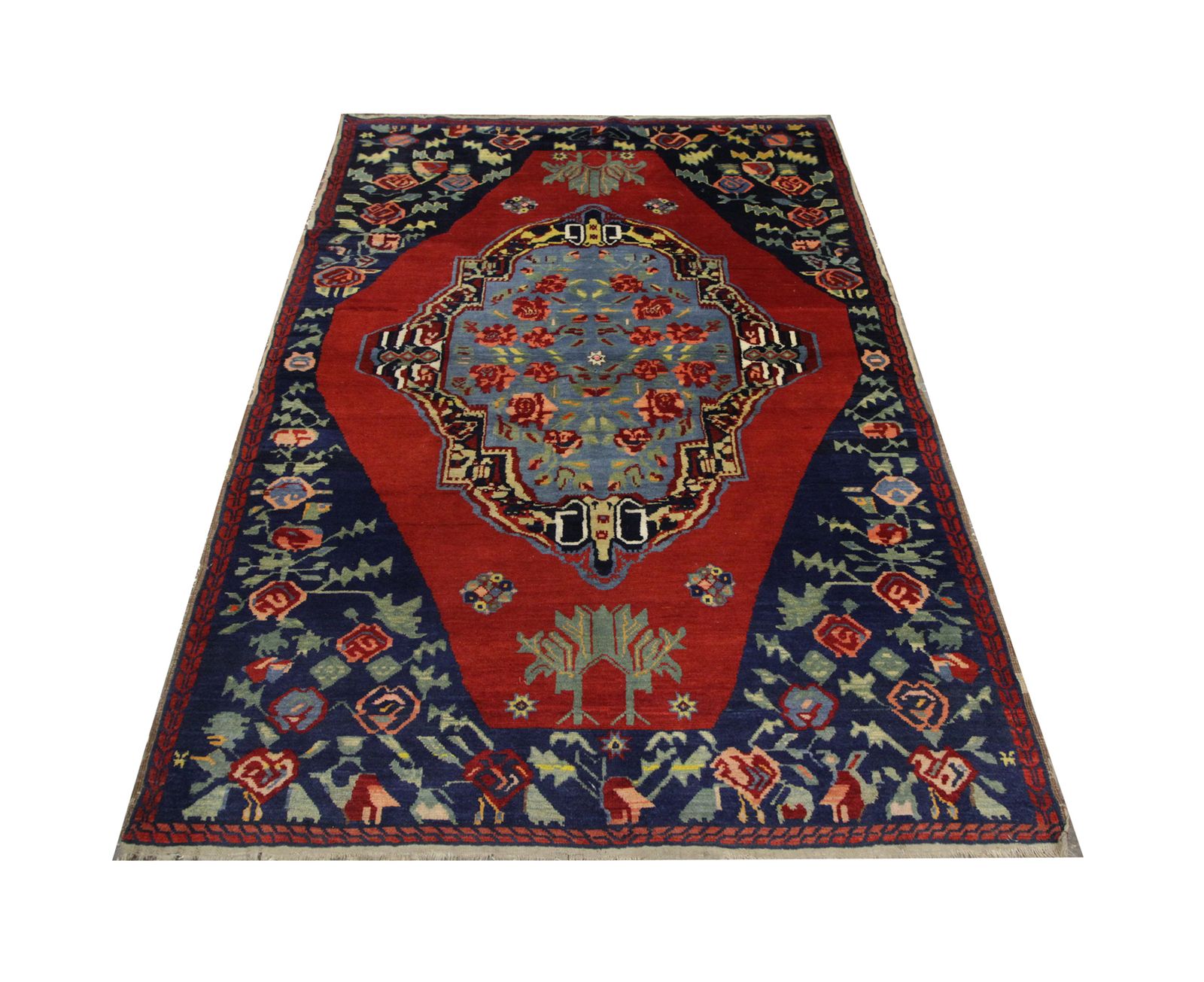 Red Antique Rugs Uk, Handmade Carpet For Sale Caucasian Karabagh Rug photo furniture